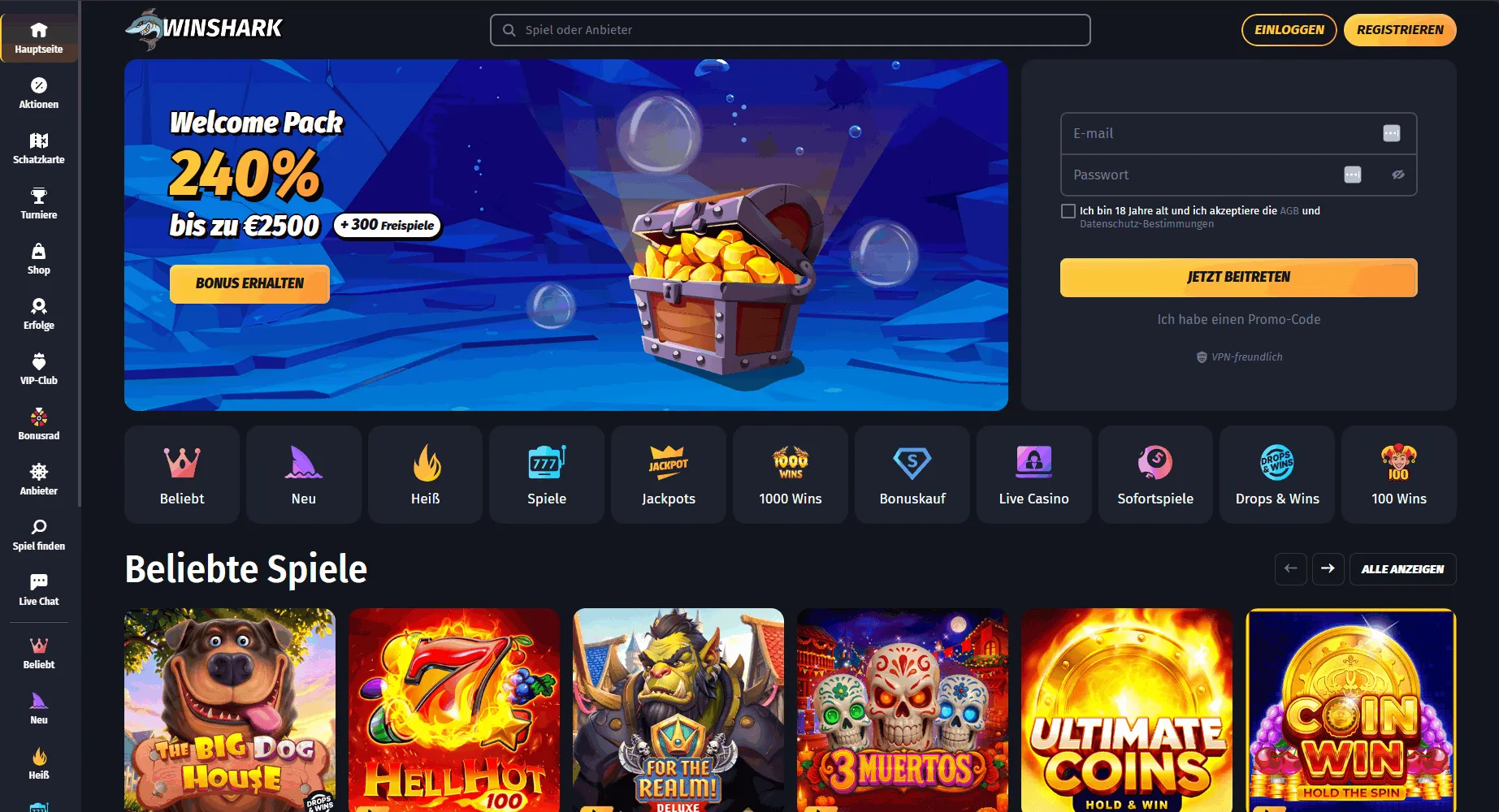 Winshark Casino Startseite